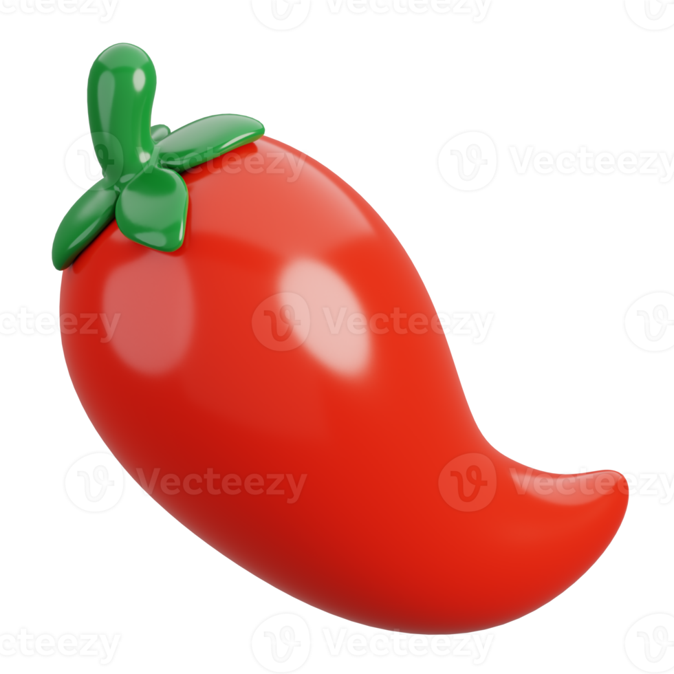 tecknad serie färsk röd chili vegetabiliska isolerat. 3d framställa illustration png