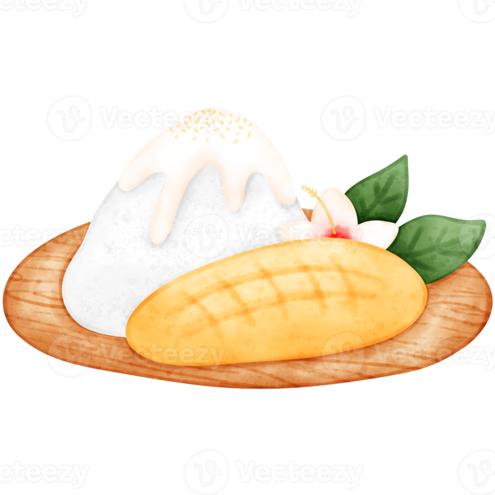 Mango Sticky Rice, Mango watercolor png
