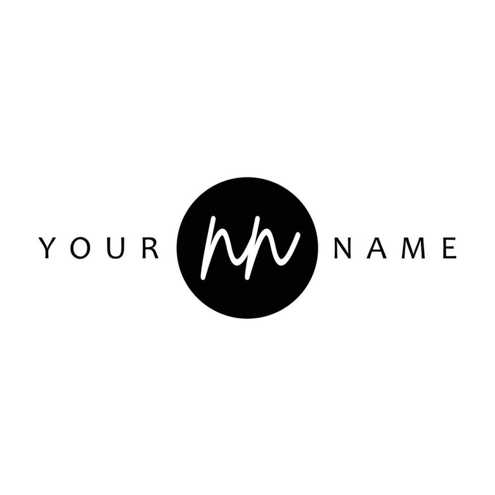 NN Initial Handwriting In Circle Frame Template Design vector