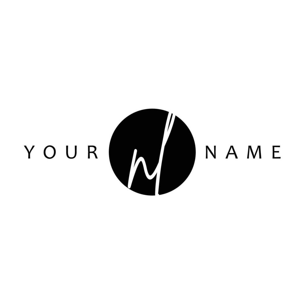 NL Initial Handwriting In Circle Frame Template Design vector