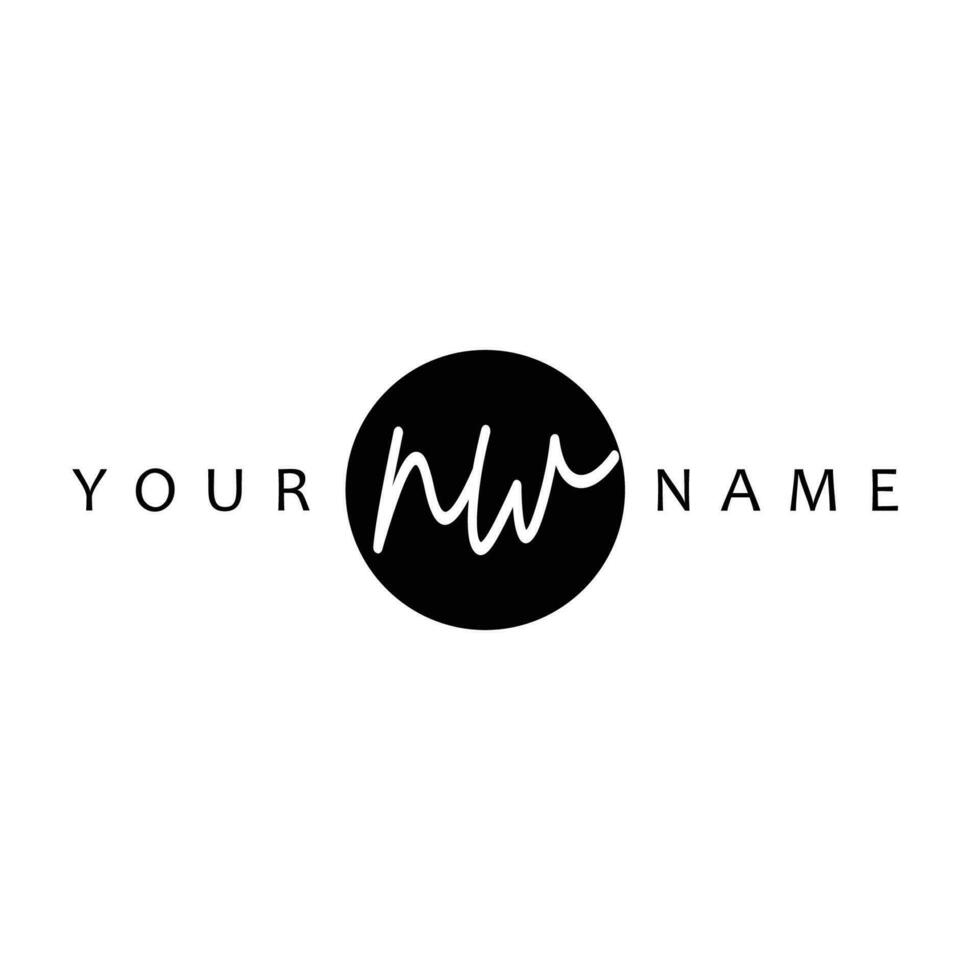 NW Initial Handwriting In Circle Frame Template Design vector