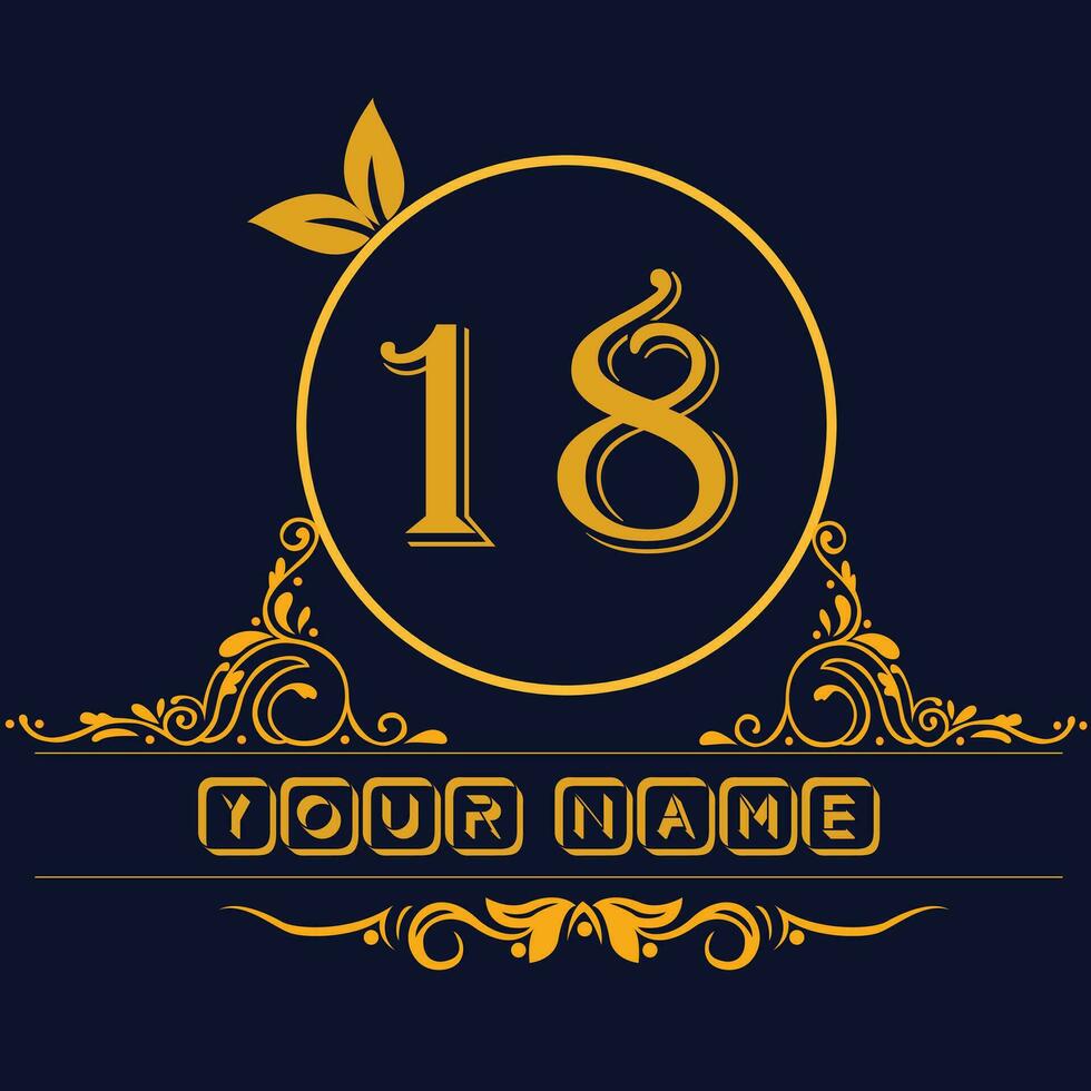 New unique logo design with number 18 vector