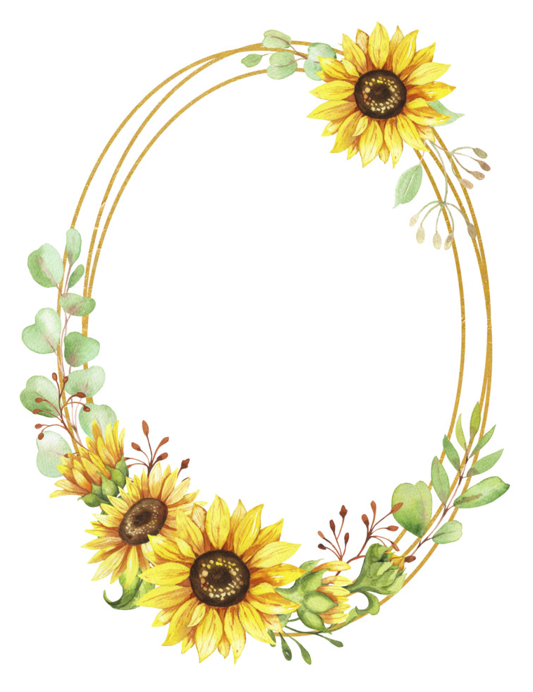 Rahmen mit Sonnenblumen, Gelb Blumen, Blumen- Illustration png