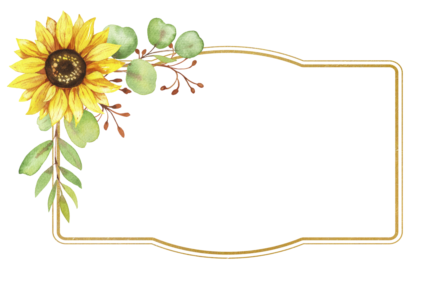 Frame with Sunflowers, yellow flowers, floral illustration png