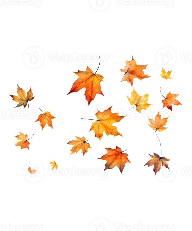 autumn leaves falling isolated ai generative png