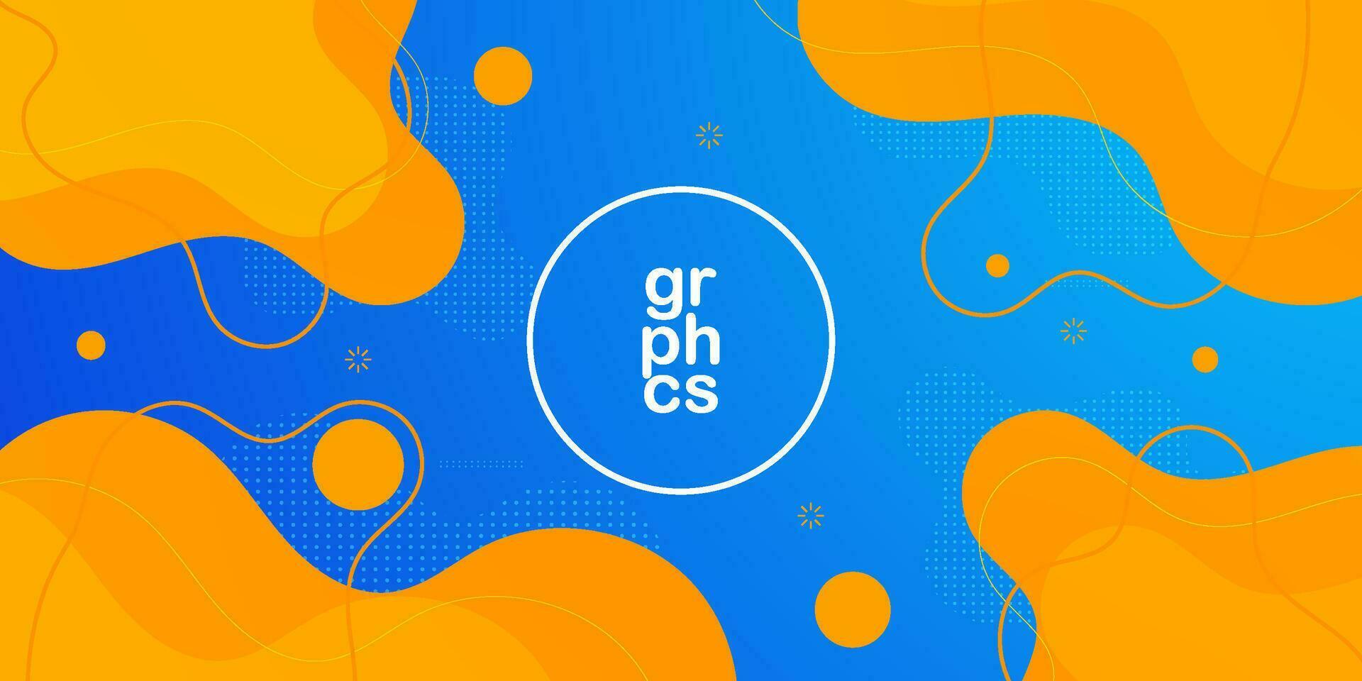 Blue and orange liquid geometric abstract background design. Creative banner design with fluid wave shapes and liquid lines for template. Simple background design. Eps10 vector