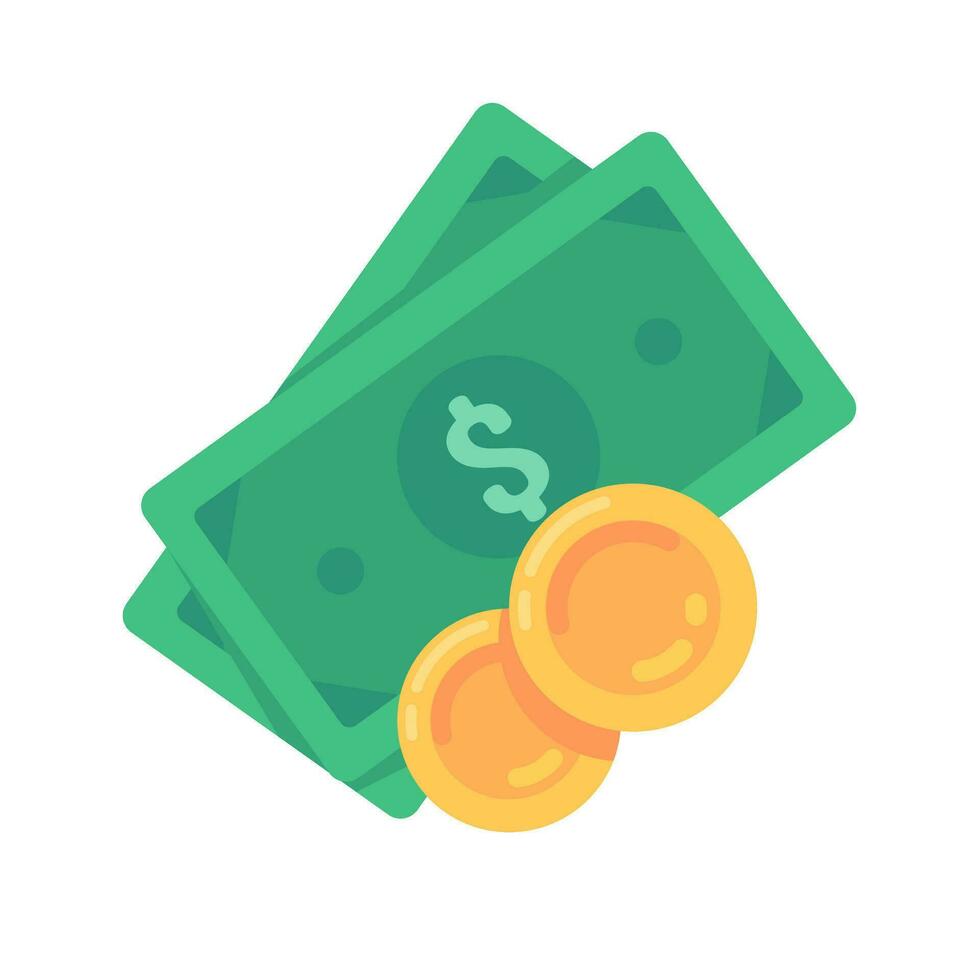 cash icon green dollar bill Paper money is used to purchase goods and services. vector