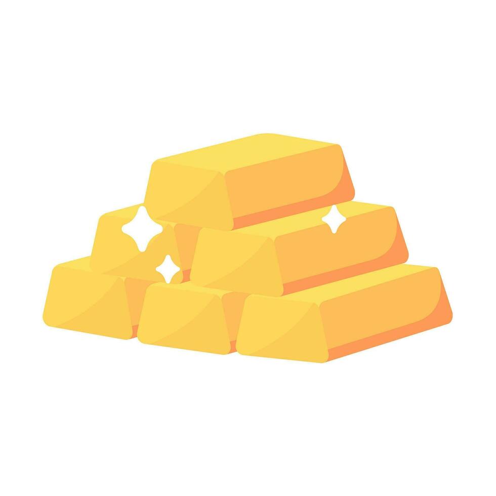 Shiny yellow gold bars pile of valuables vector