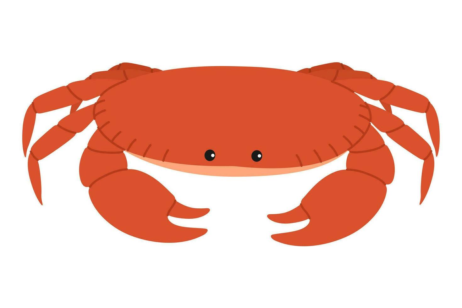 Cute orange crab. Sea and ocean animal. Underwater life. Childish shellfish character. Vector flat illustration isolated on white background