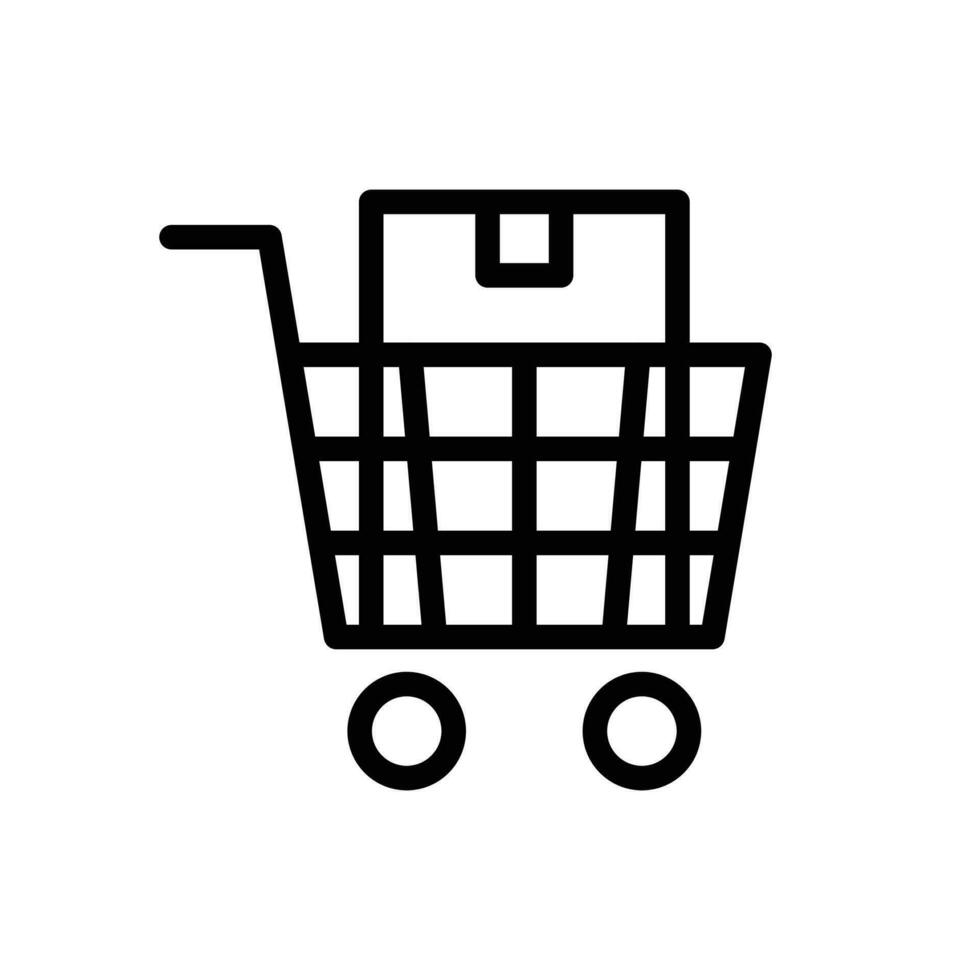 compras carro con caja icono en línea estilo diseño aislado en blanco antecedentes. editable ataque. vector