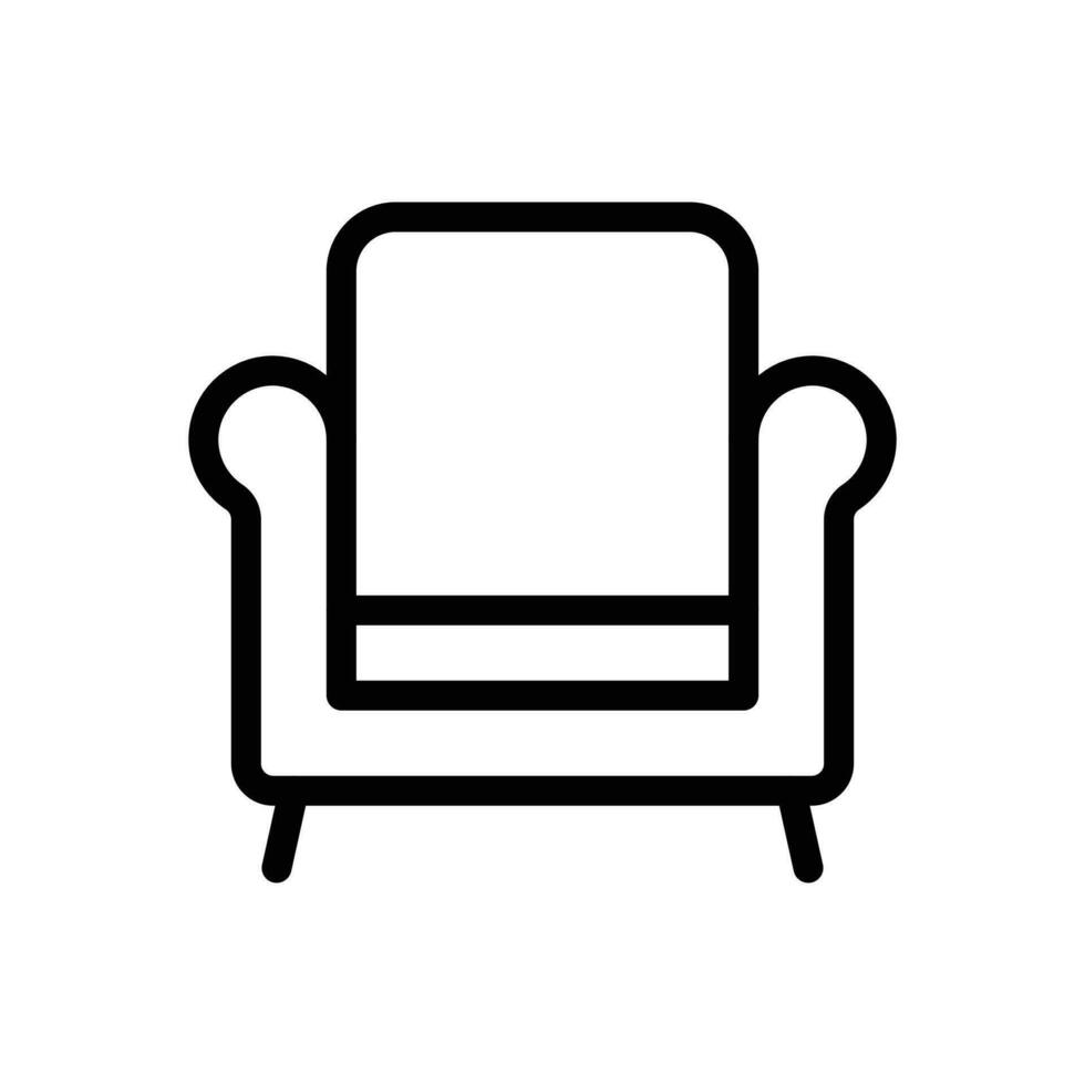 Armchair, single seater sofa icon in line style design isolated on white background. Editable stroke. vector