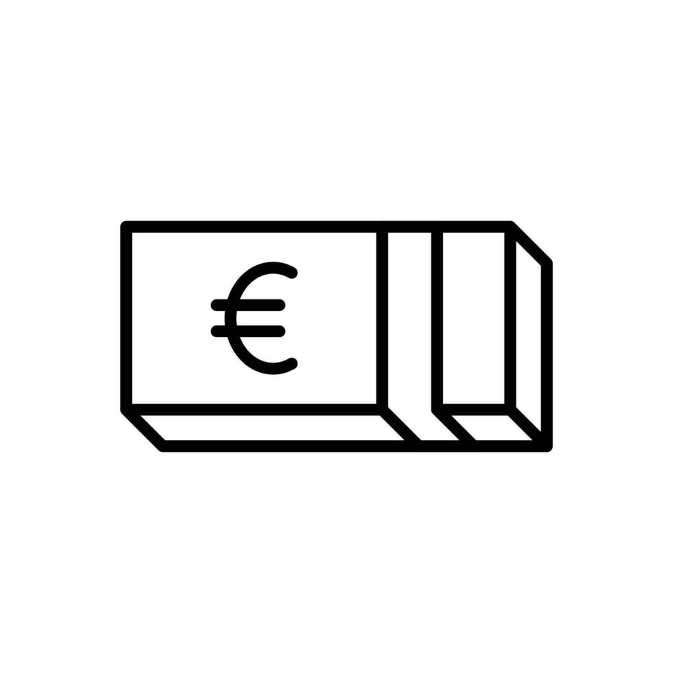 EUR, europeo euro cuentas pila, dinero, dinero en efectivo, billetes icono en línea estilo diseño aislado en blanco antecedentes. editable ataque. vector