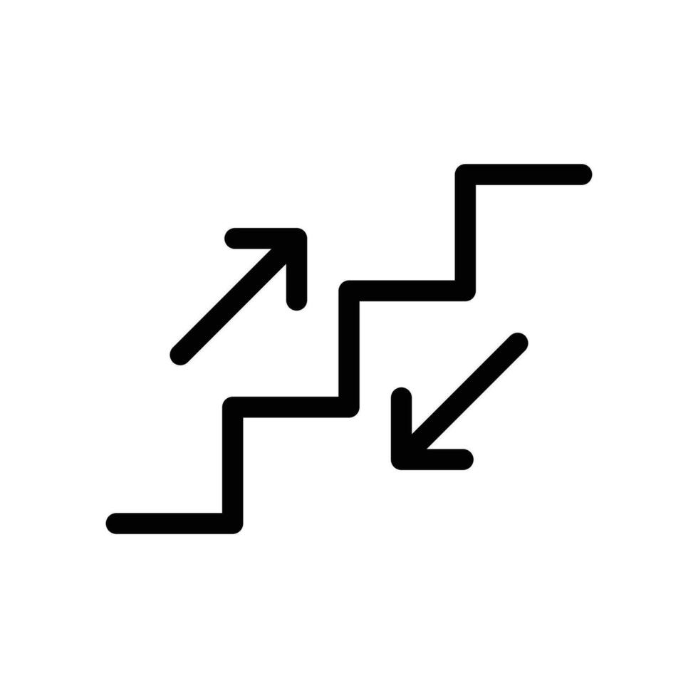 Stairway, stairs up, stairs down sign icon in line style design isolated on white background. Editable stroke. vector