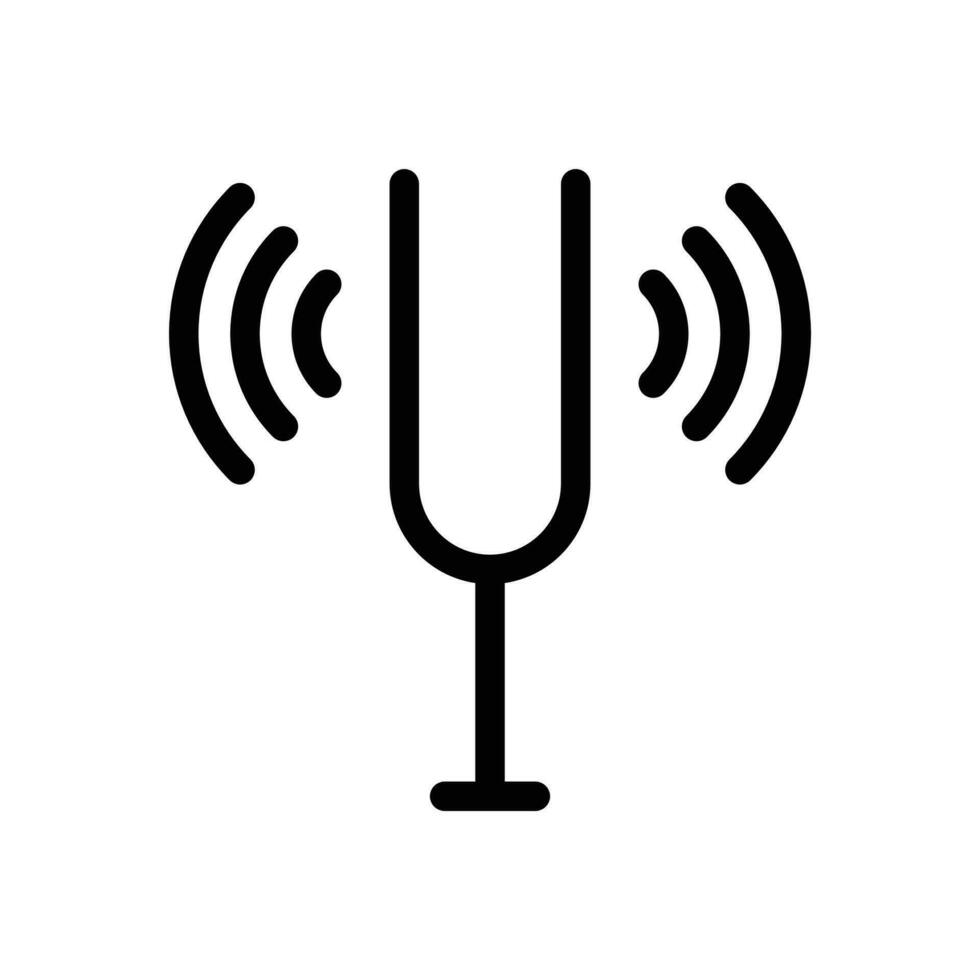 Tuning fork icon in line style design isolated on white background. Editable stroke. vector