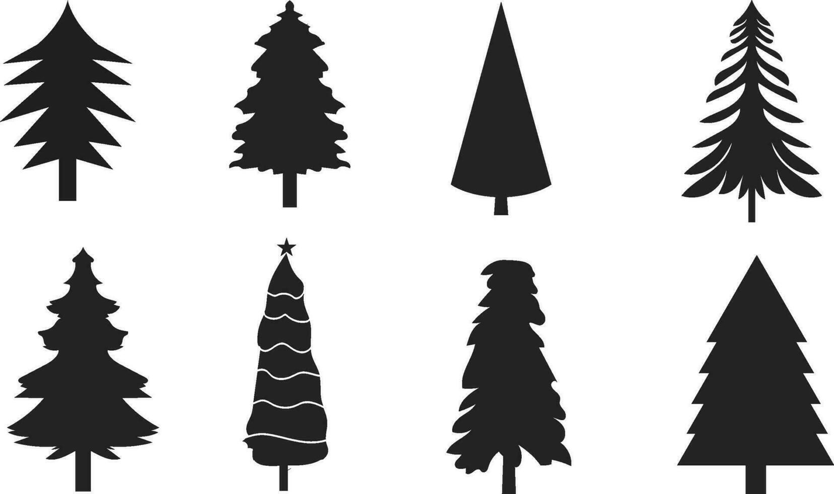 Christmas tree silhouette set collection free vector