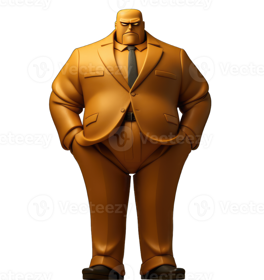 super chefe, gordo homem homem de negocios herói, pop arte retro 3d ilustração, ai gerado png