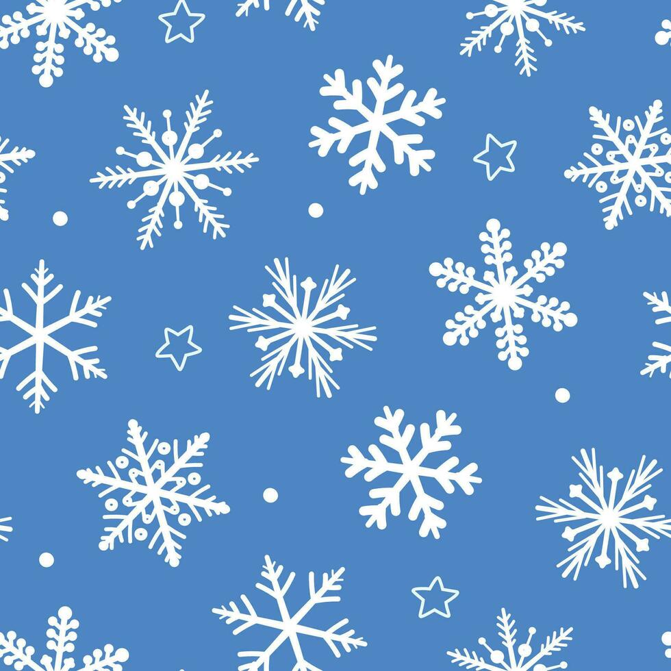 sin costura modelo con invierno escarchado ornamento. blanco copos de nieve de diferente formas resumen vector gráficos.