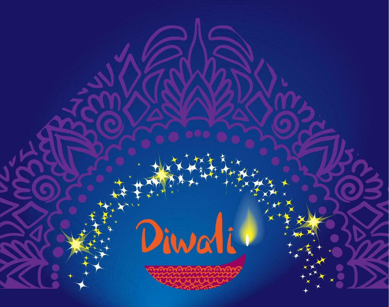 Happy Diwali. Indian festival of lights. Vector abstract flat illustration for background or poster.