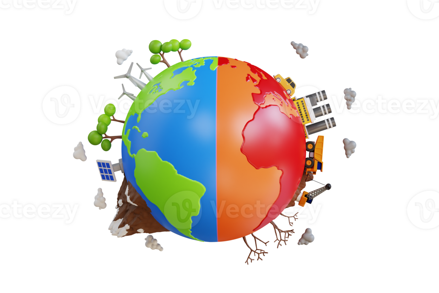 World climate change 3d illustration. Global warming and climate change concept. Global Warming and Pollution Concept png