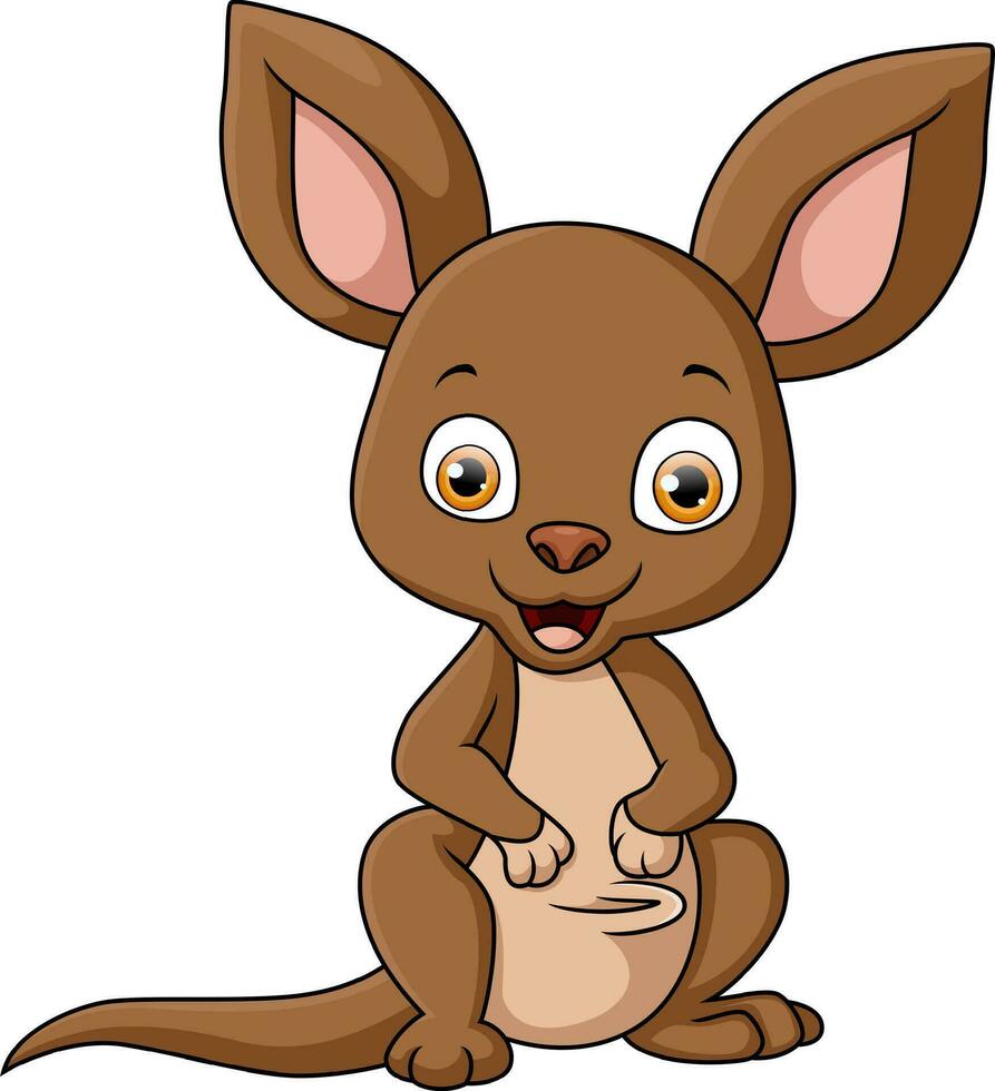 Cute kangaroo cartoon on white background vector