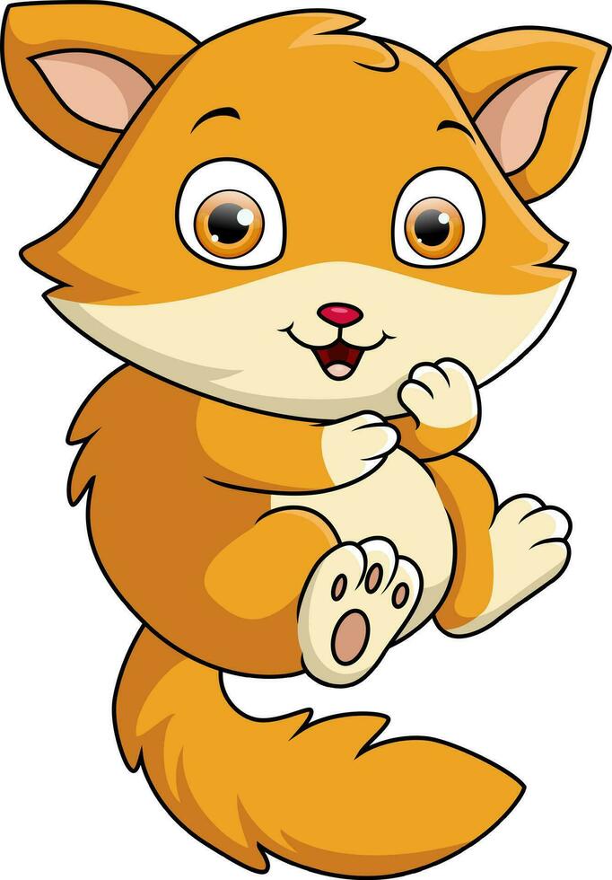 Cute fox cartoon on white background vector