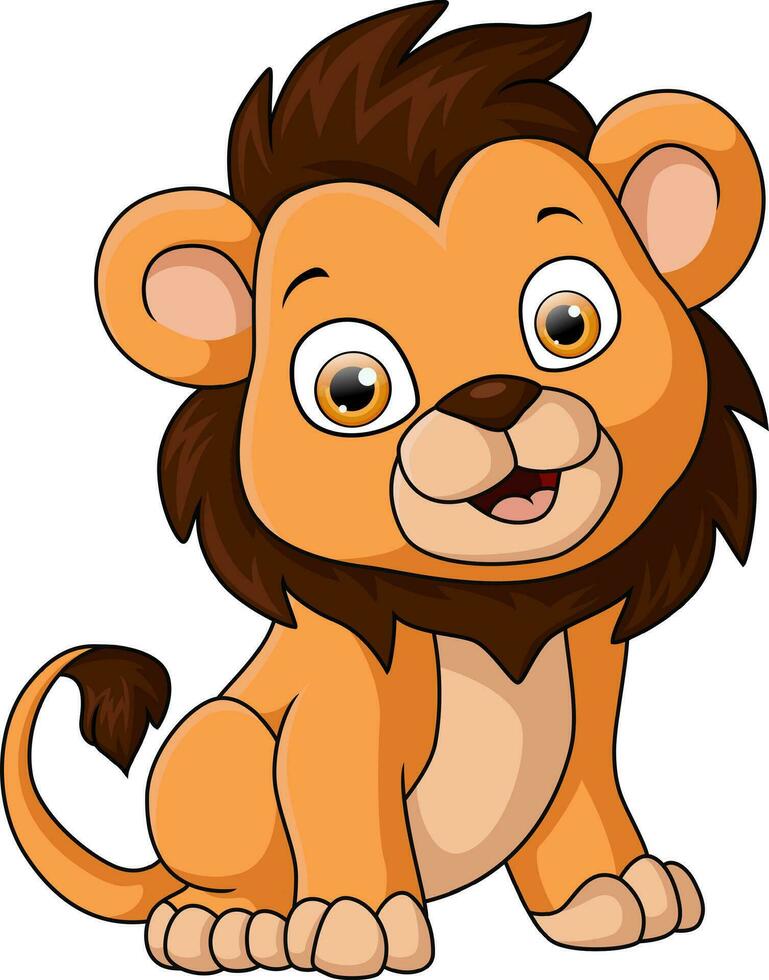 Cute lion cartoon on white background vector