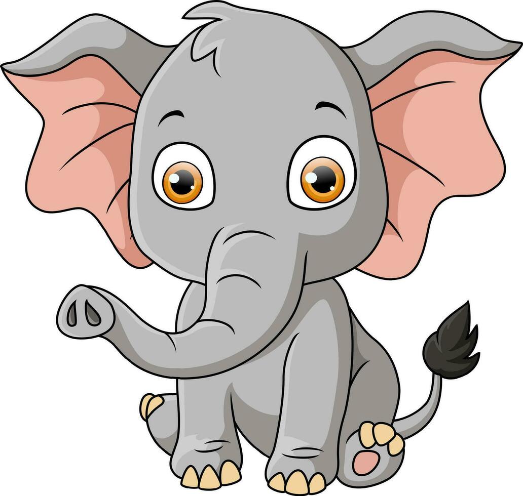 elefante bebé de dibujos animados sobre fondo blanco vector