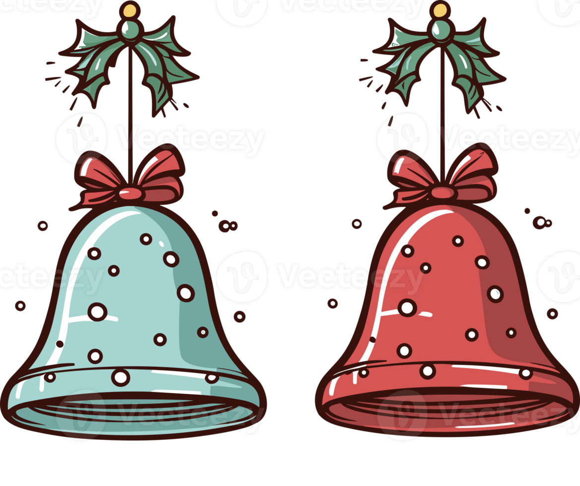 Christmas Bells with Red Ribbon png