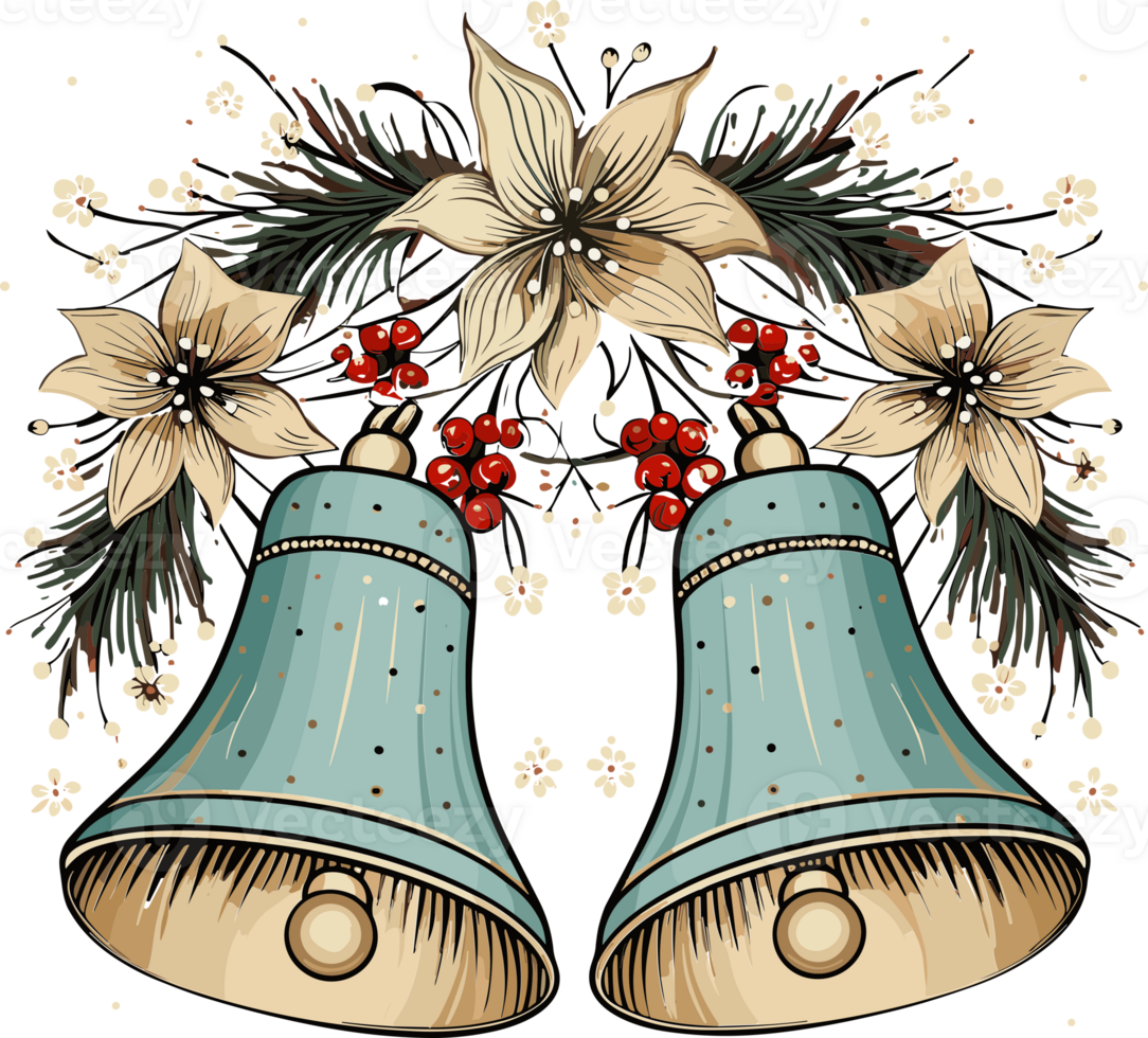 Christmas Bells with Flower png