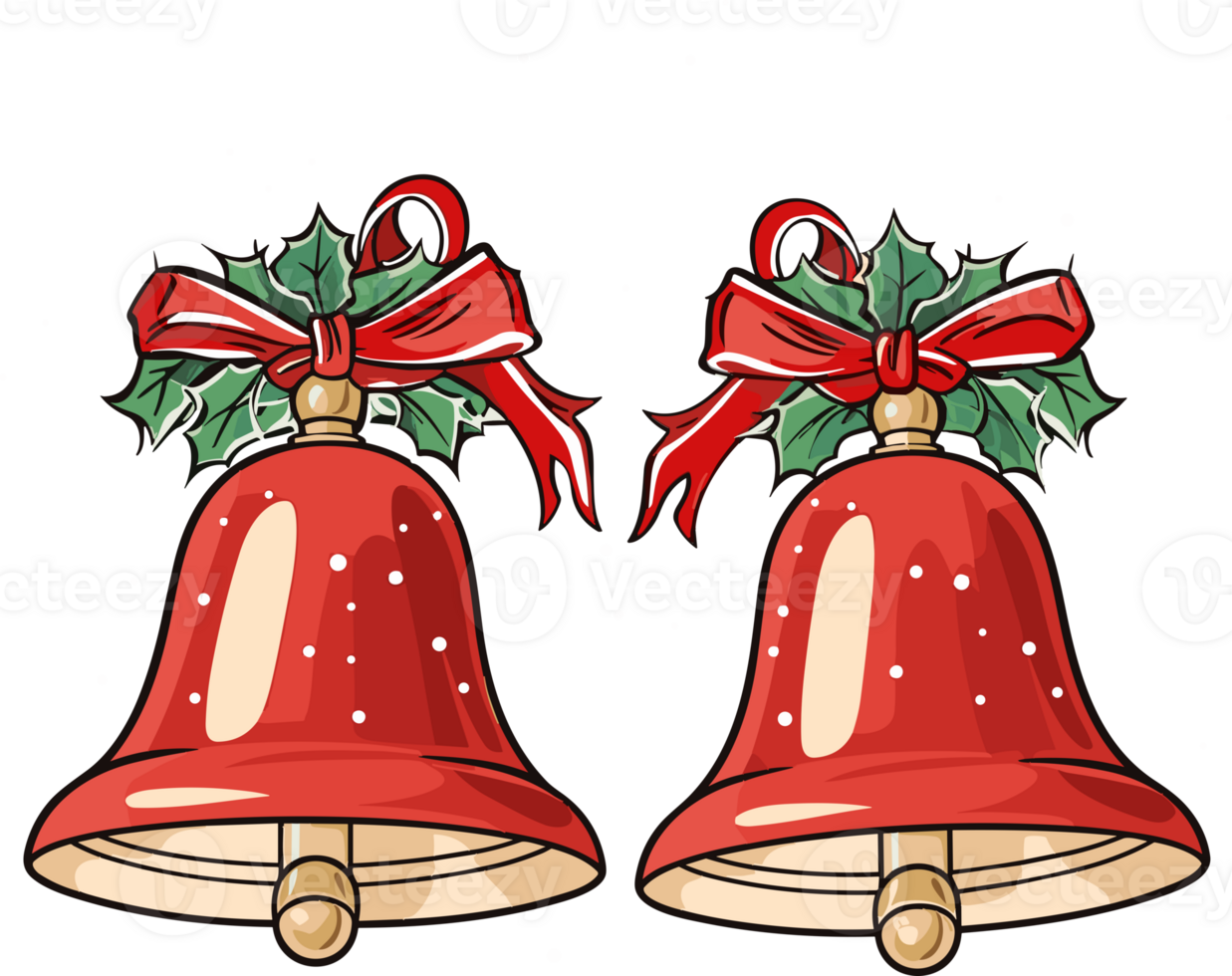 Christmas Bells with Red Ribbon png