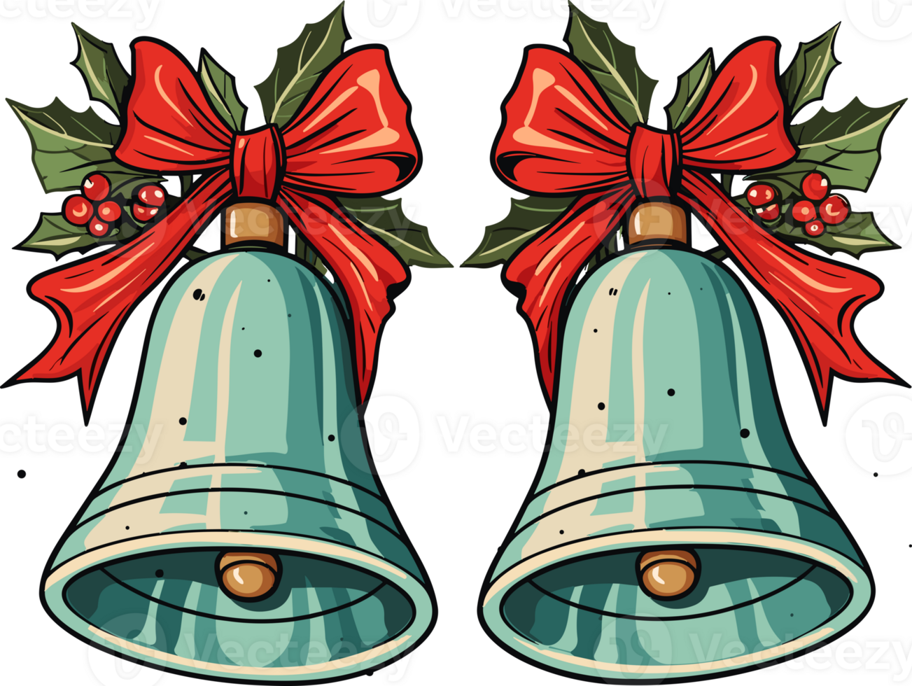 Christmas Bells with Red Flower png