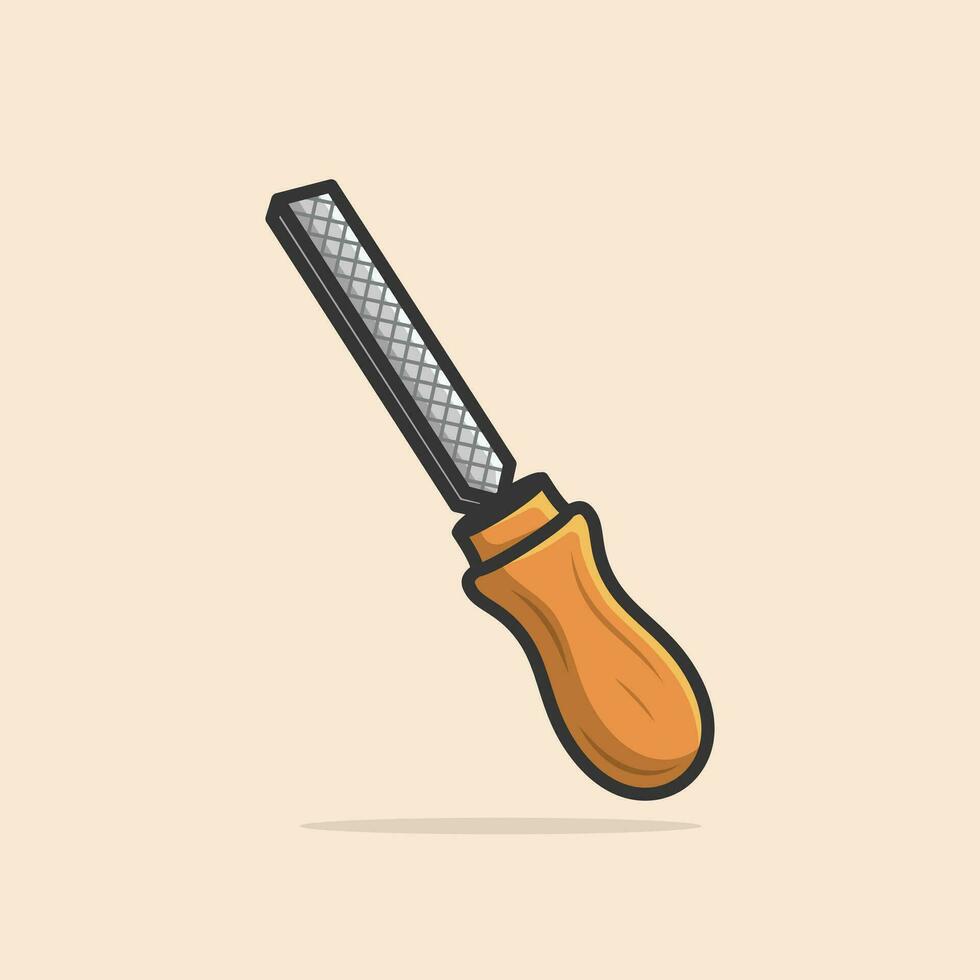 Metal flat file tool vector icon illustration