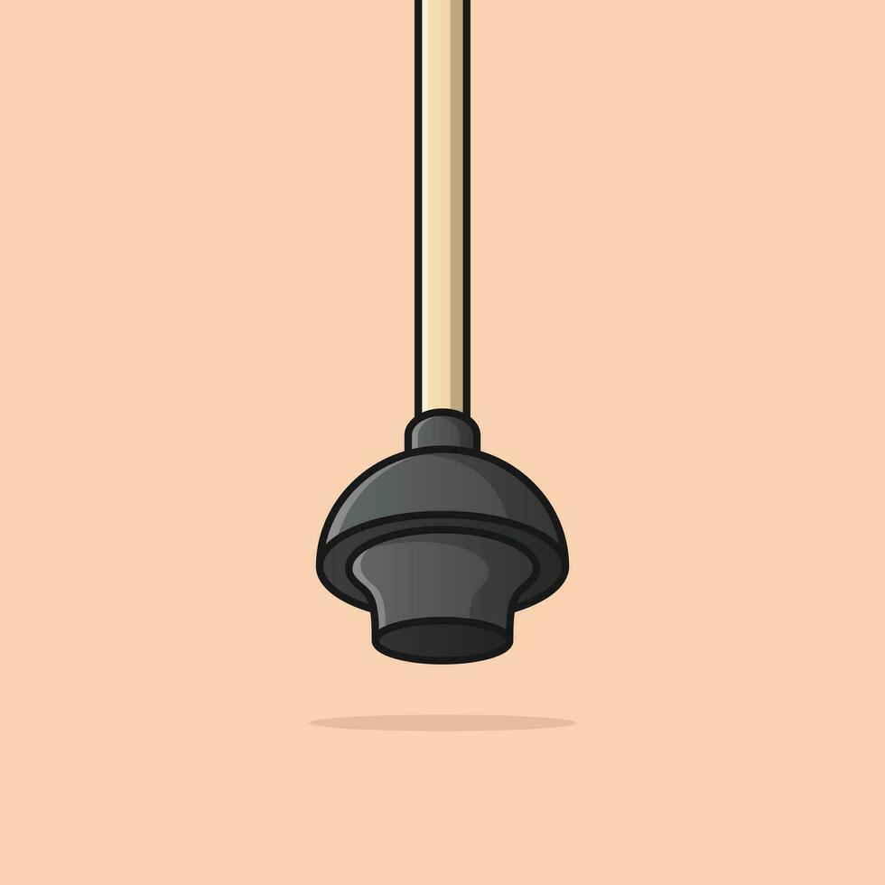 Plumbing plunger hand tool for toilet in an outline style. Cleaning toilet sucker icon. vector