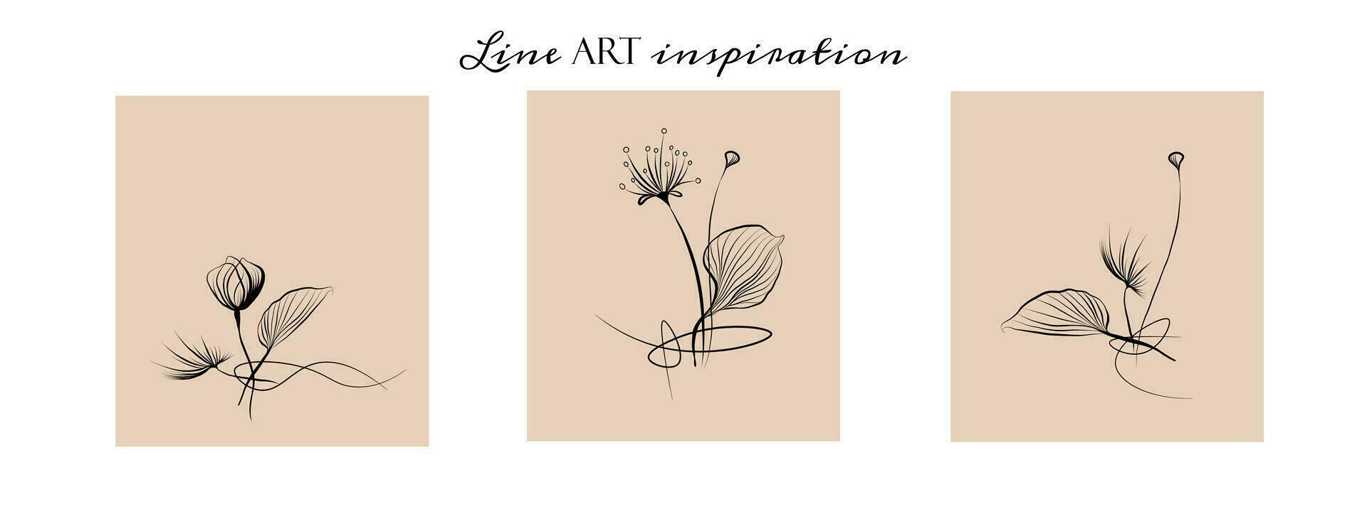 Floral boho templates, Botanical arts. Hand drawn continuous line drawing of abstract flower vector