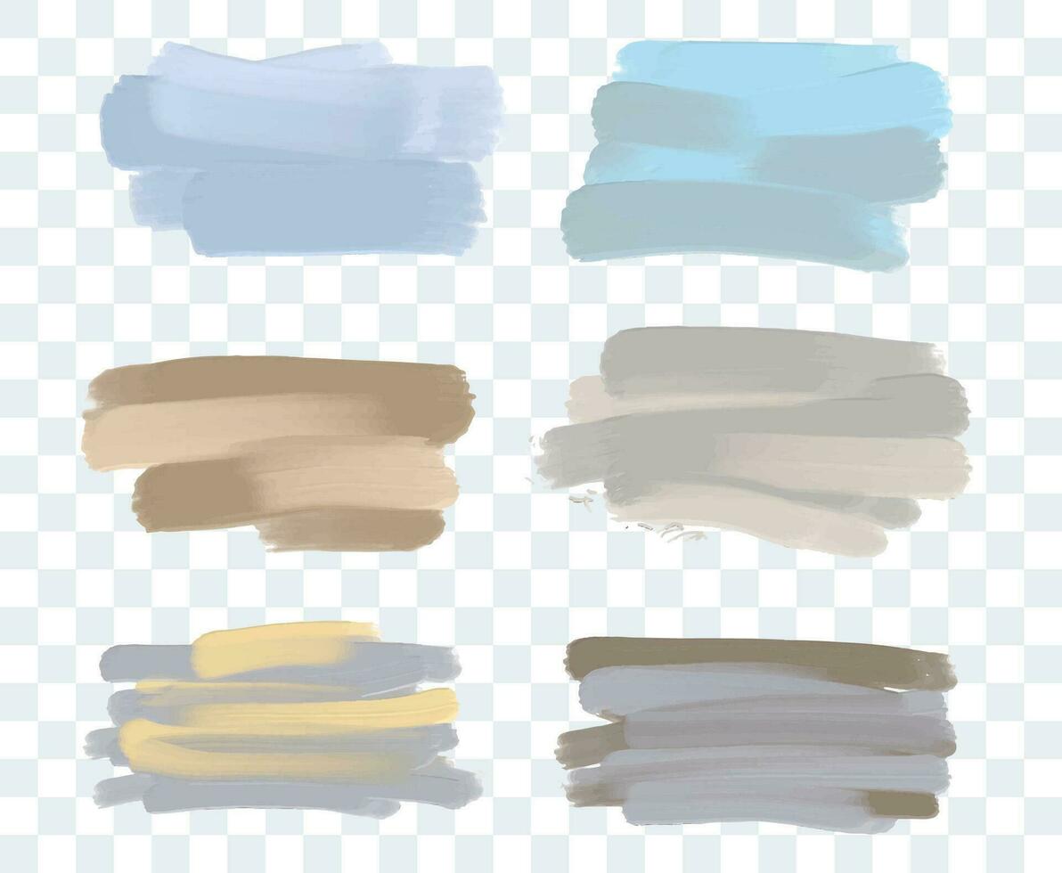 Set oil paint brush strokes texture background. Vector design