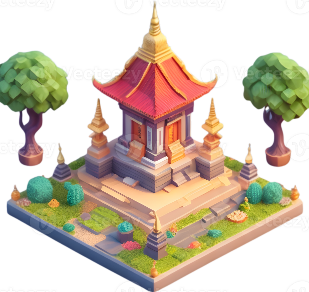 Buddhist temple, Thai religious site, ai generative png