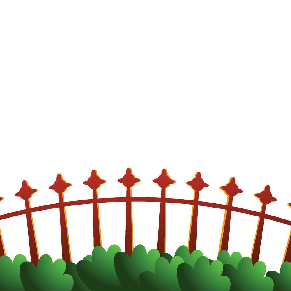 Vector brown wooden picket fence with green grass