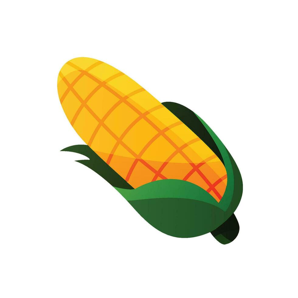 Vector green husks of yellow corn are used as a food ingredient