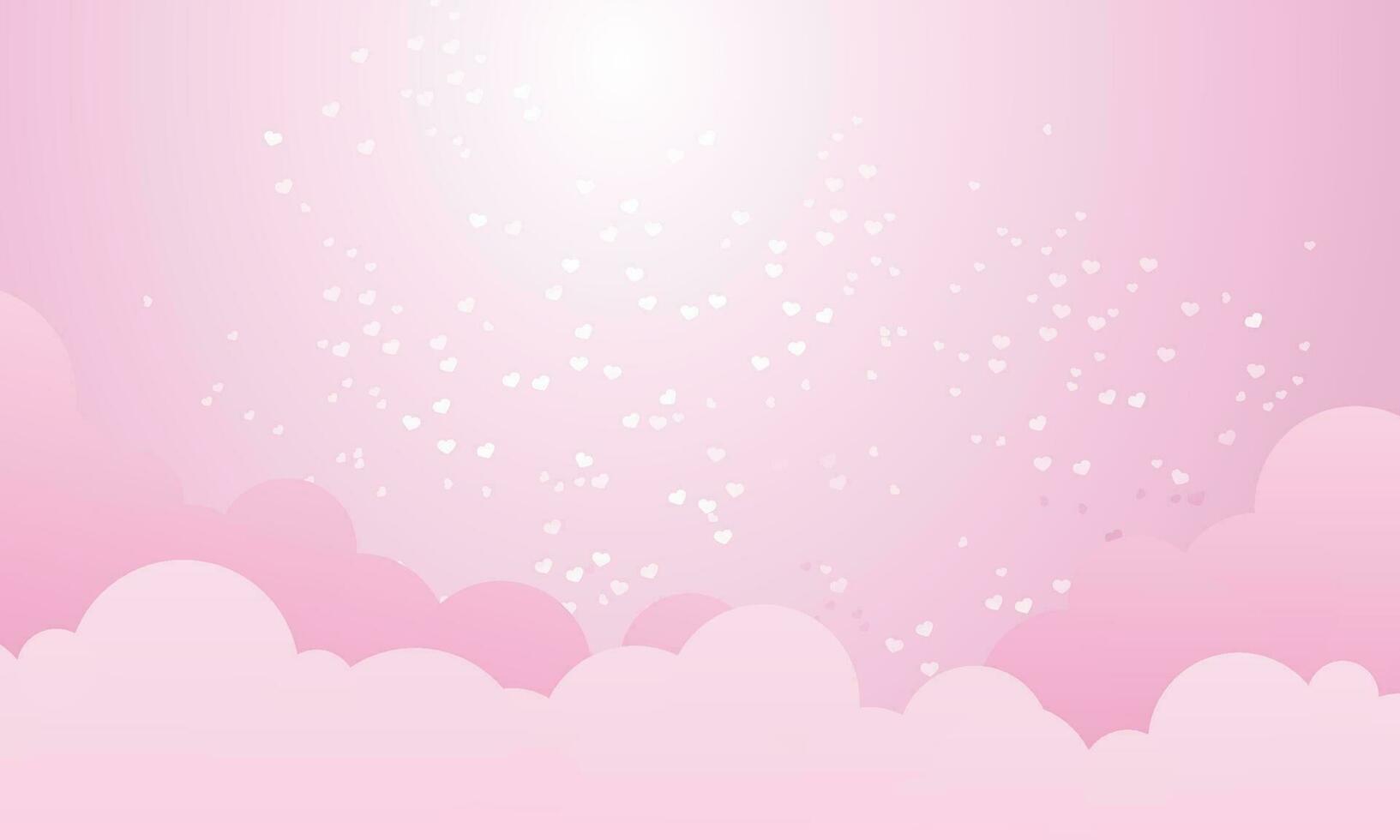 Vector valentine theme with hearts in pink sky background