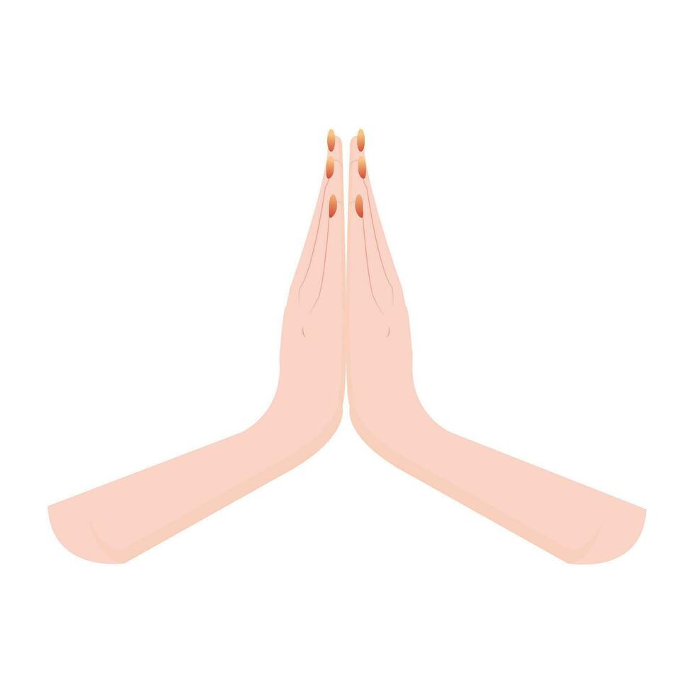 Vector human hands folded in prayer hand pray symbol isolated on white background