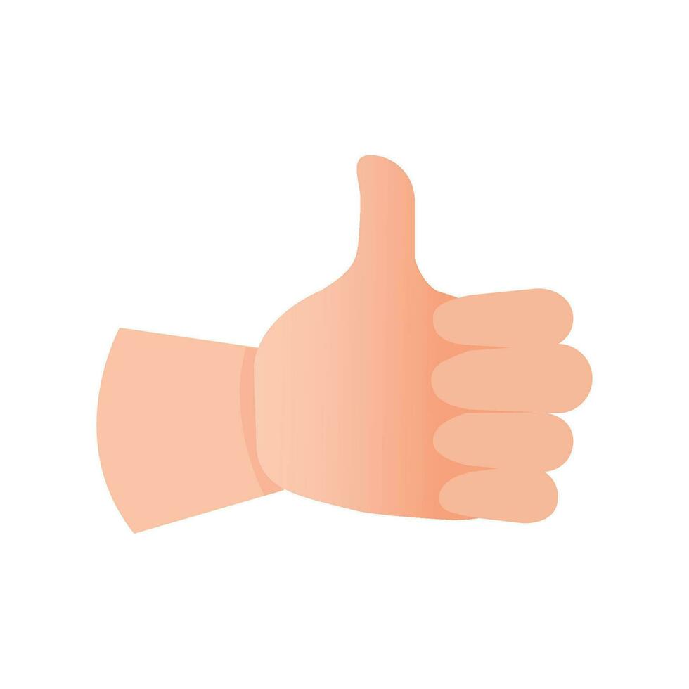 Vector hand with thumb up on white background