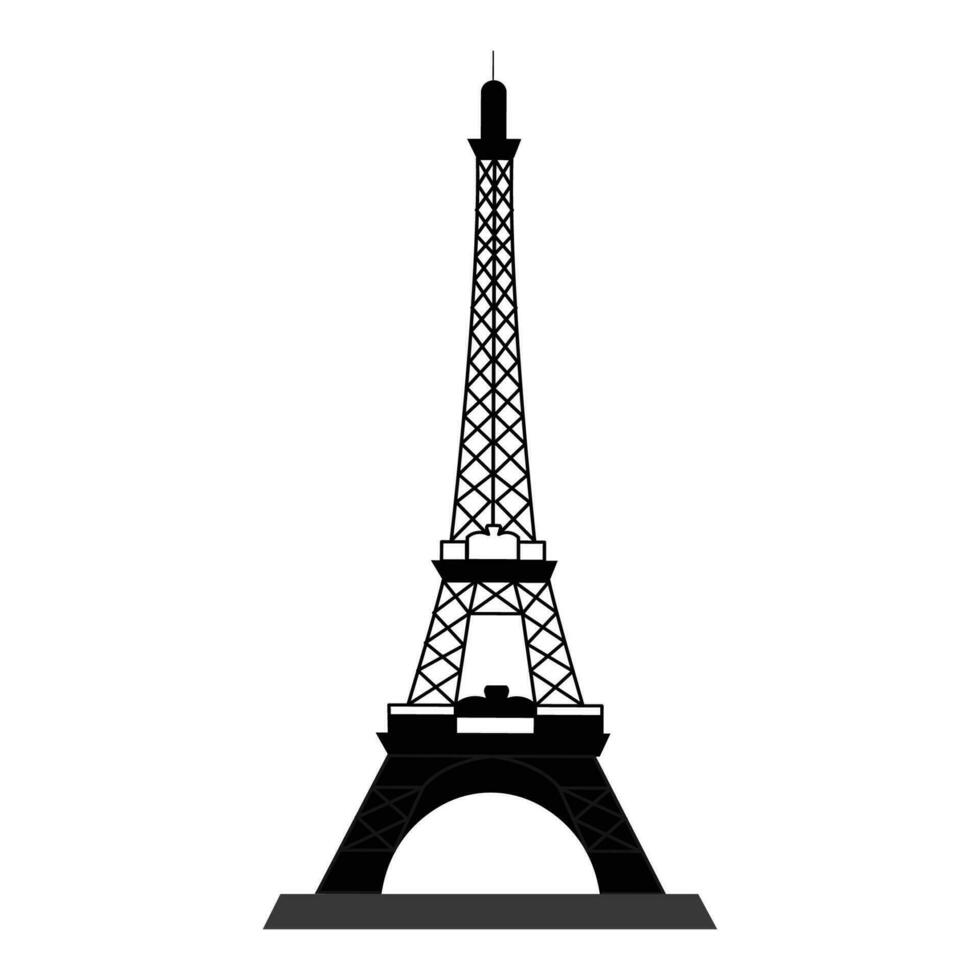 Vector eiffel tower black silhouette on white background