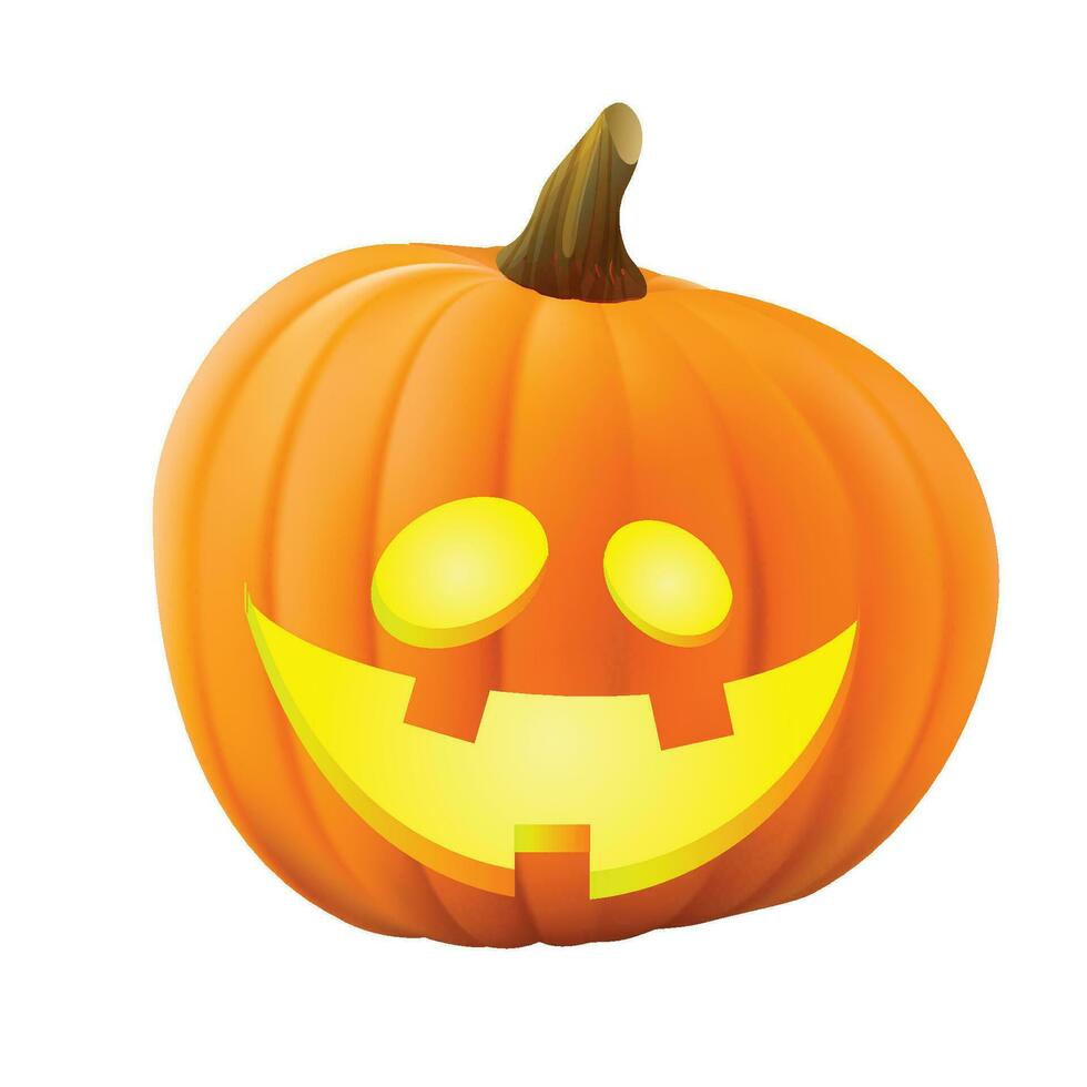 Vector realistic halloween happy pumpkin on white