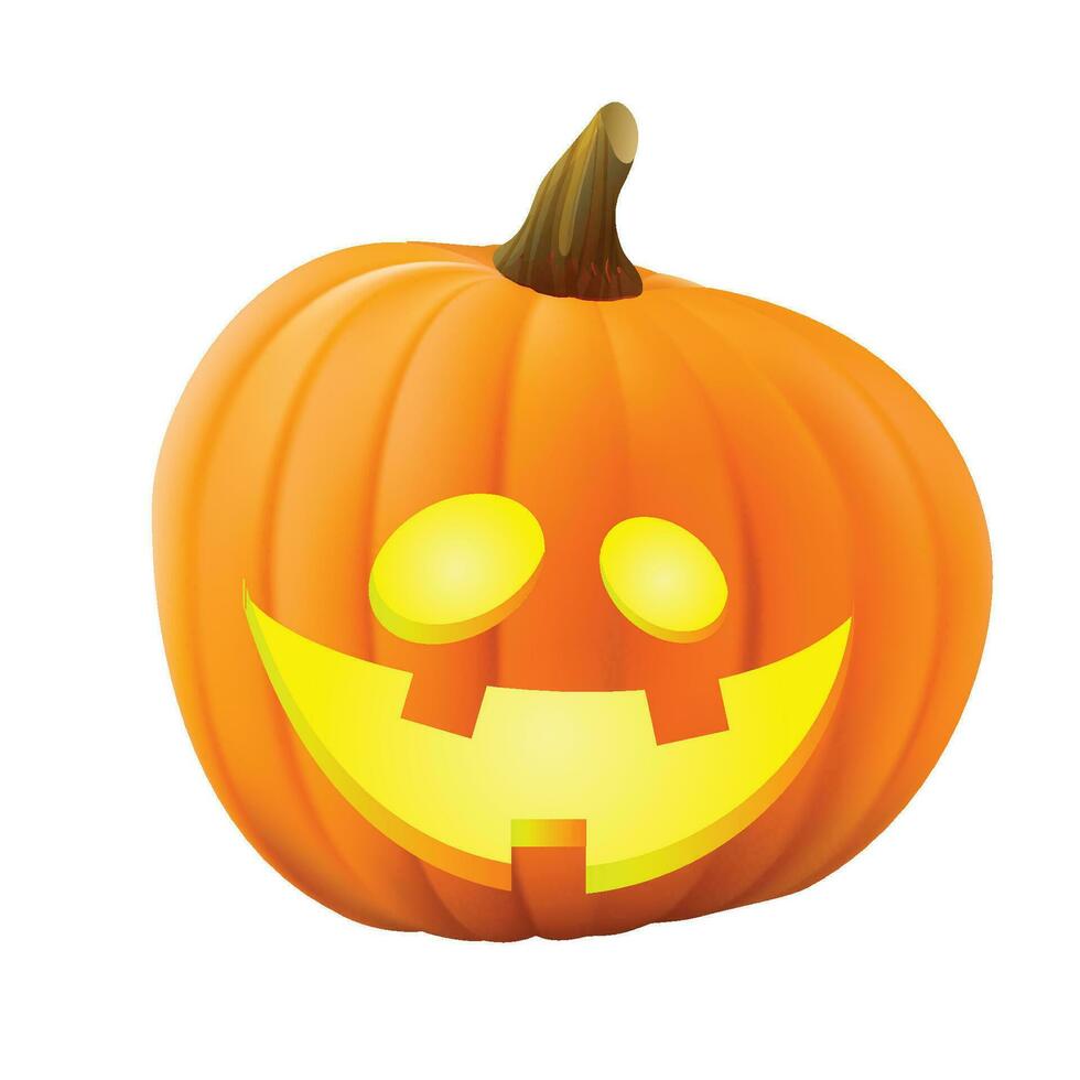 vector realista Víspera de Todos los Santos contento calabaza en blanco