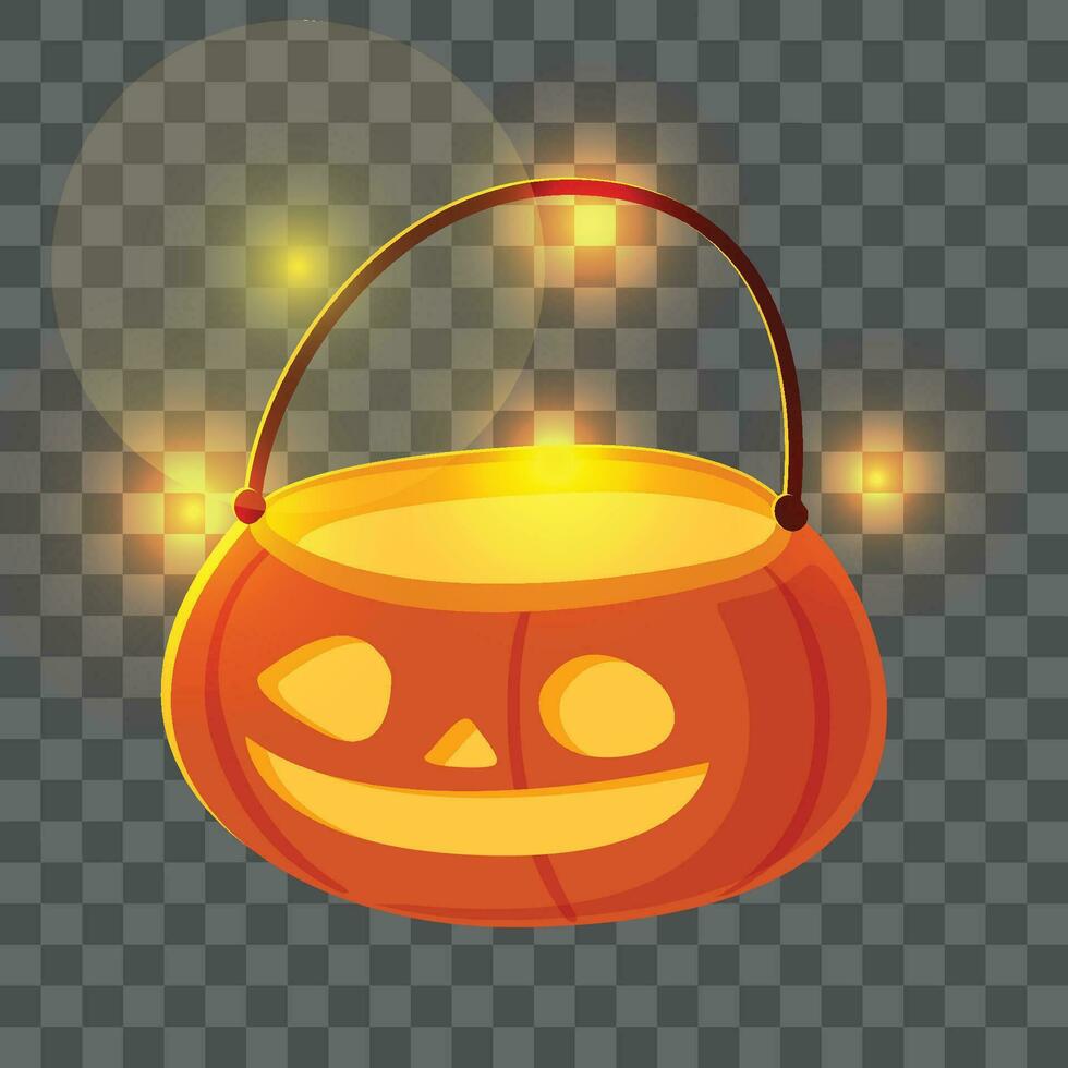 Vector cute halloween pumpkin bucket vector illustration