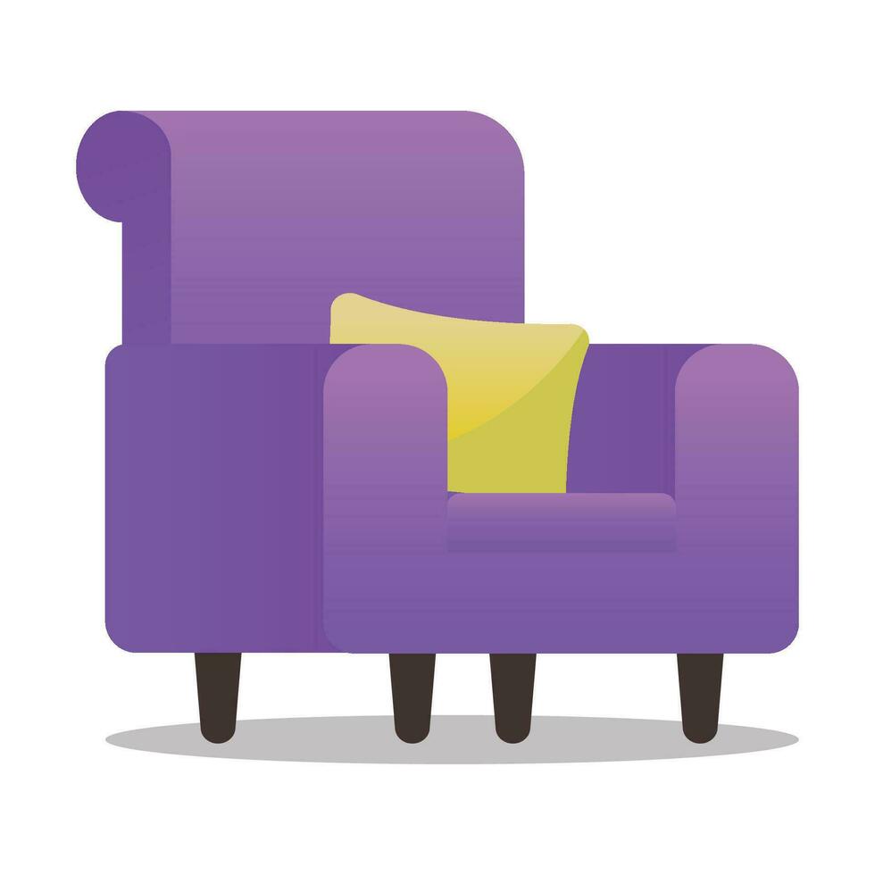 Vector stylish purple armchair on white background