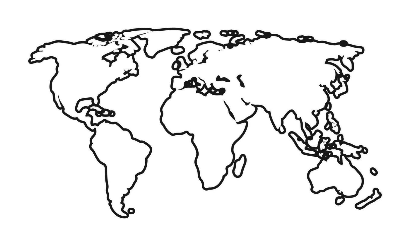 Vector white background of world map with line art design