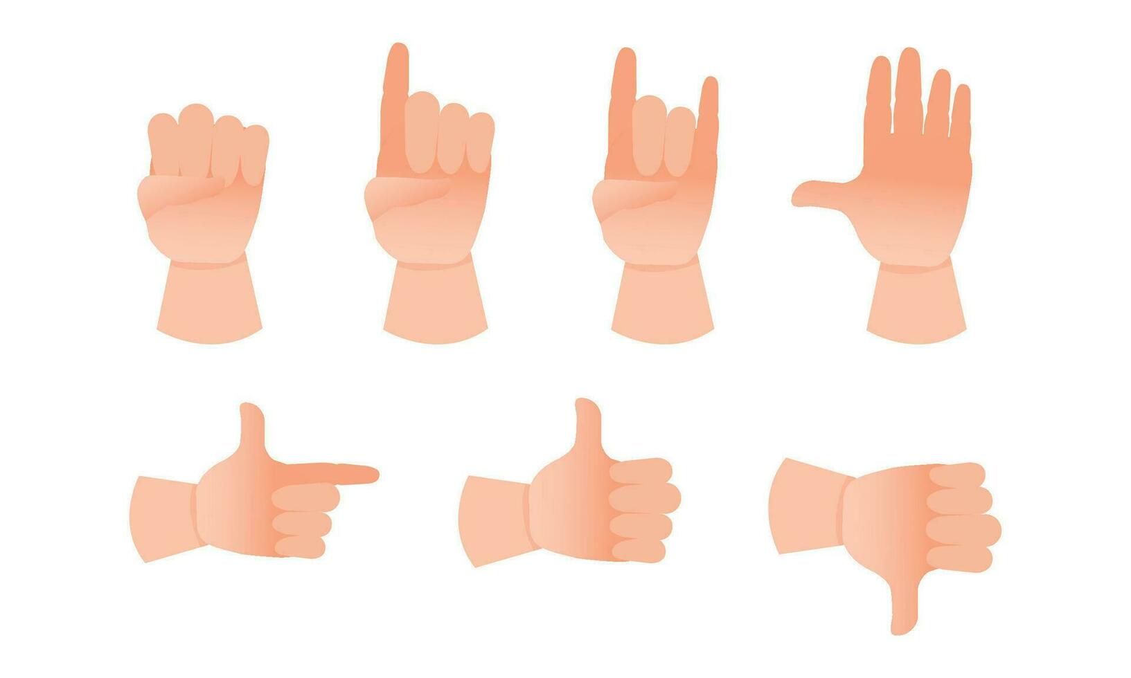 Vector set of various hand gestures on white background