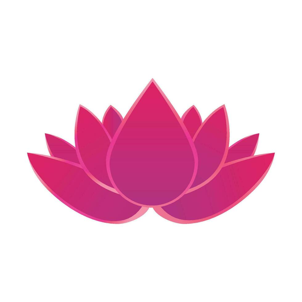 Vector pink lotus flower symbol isolated on white background