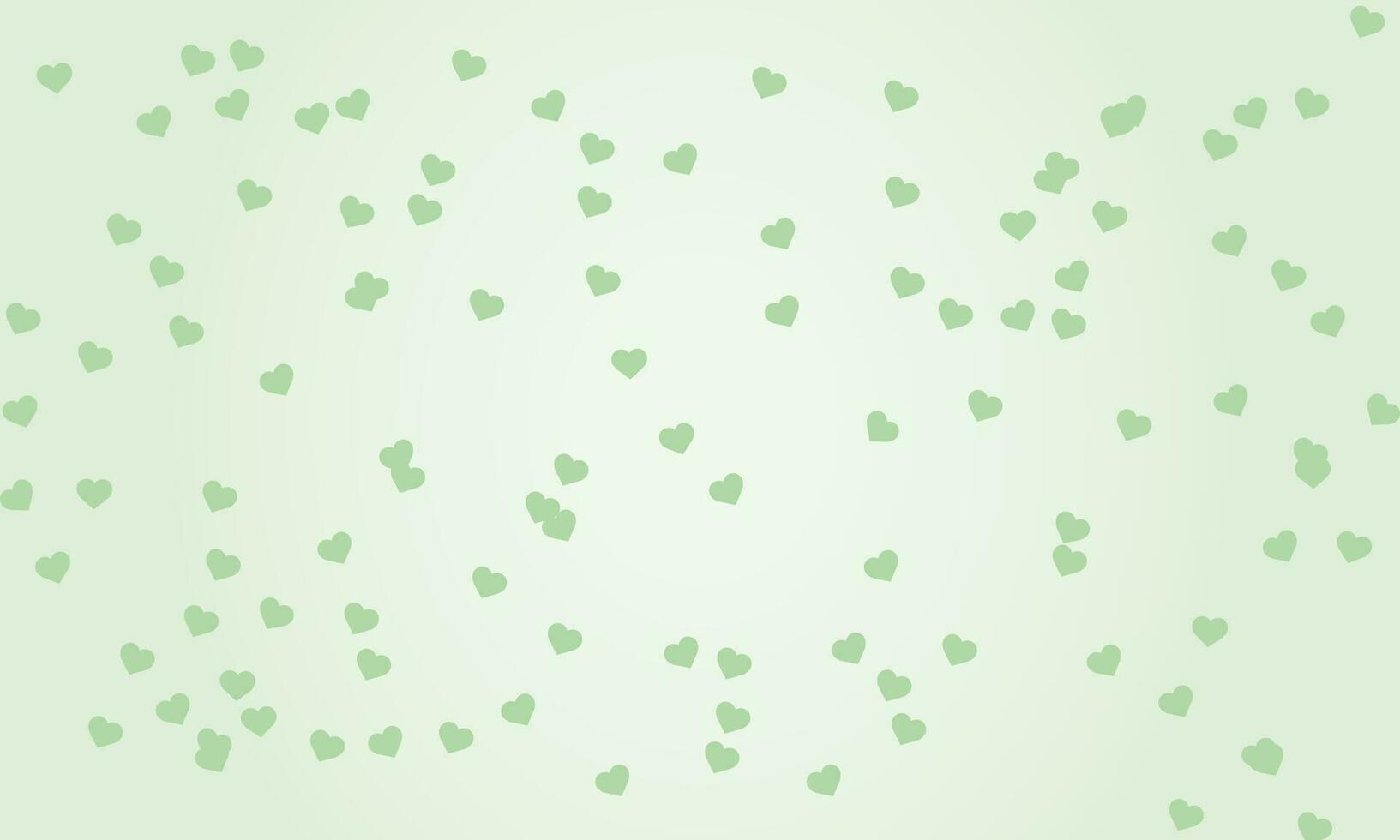 Vector seamless pattern, gentle green hearts in a chaotic manner